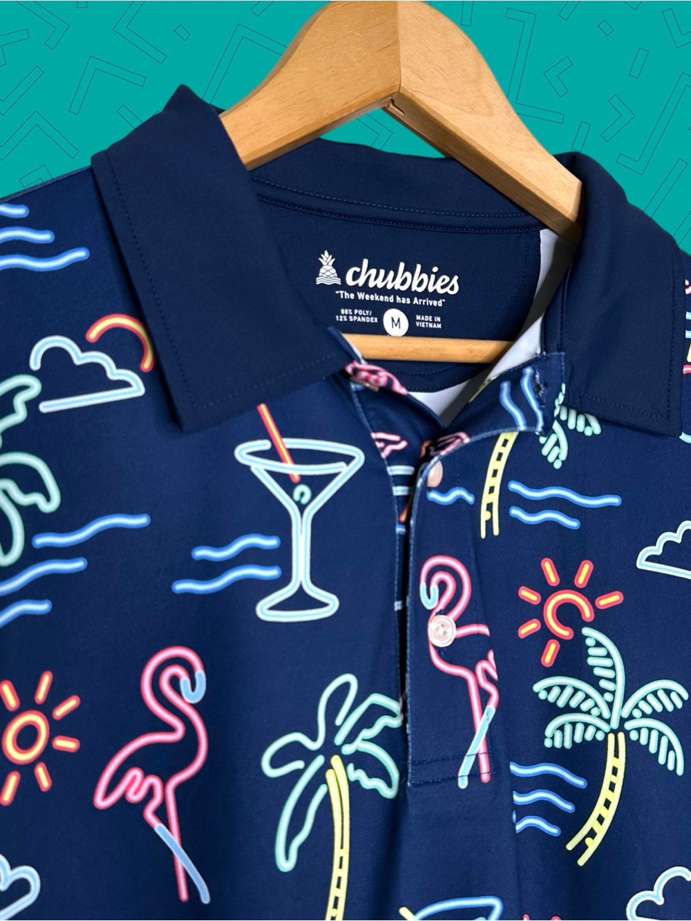 Chubbies Liberty Cup Neon Lights Golf Polo Shirt